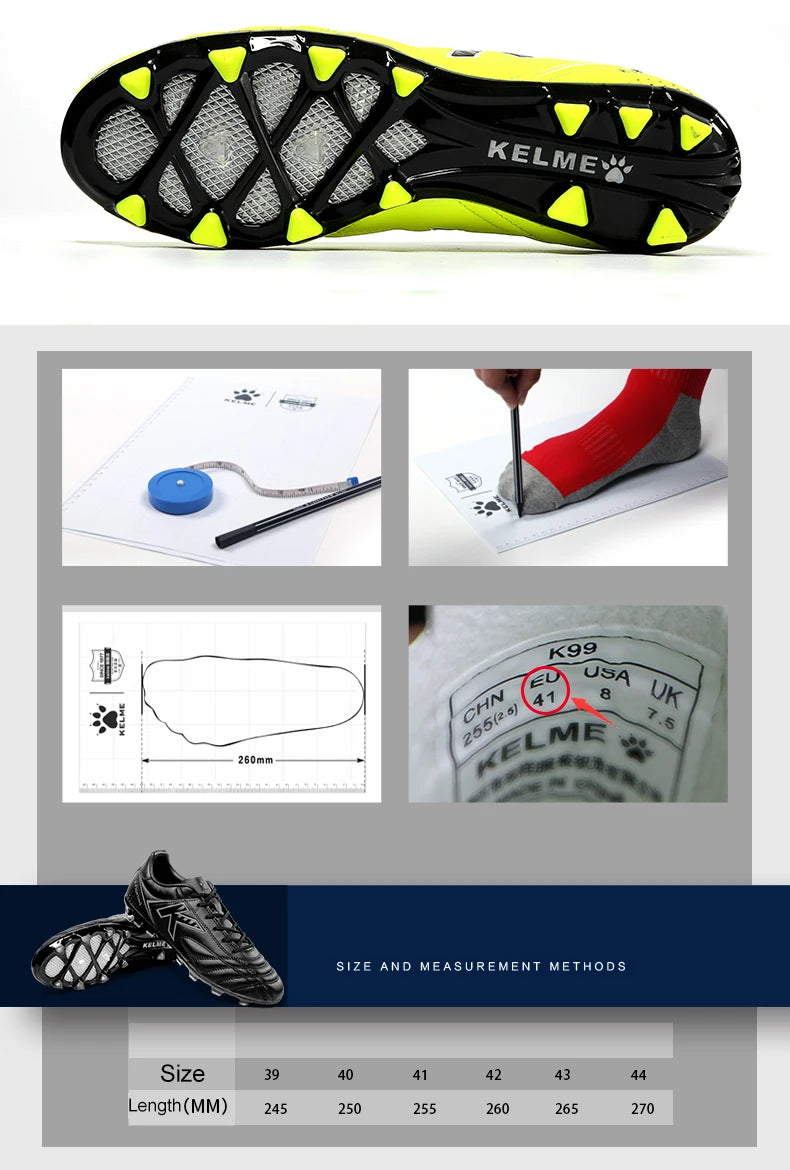 KELME Football Shoes AG Cleats Men Adult Game Training AG Rubber Boots High Cleats Sneakers Professional 6871001