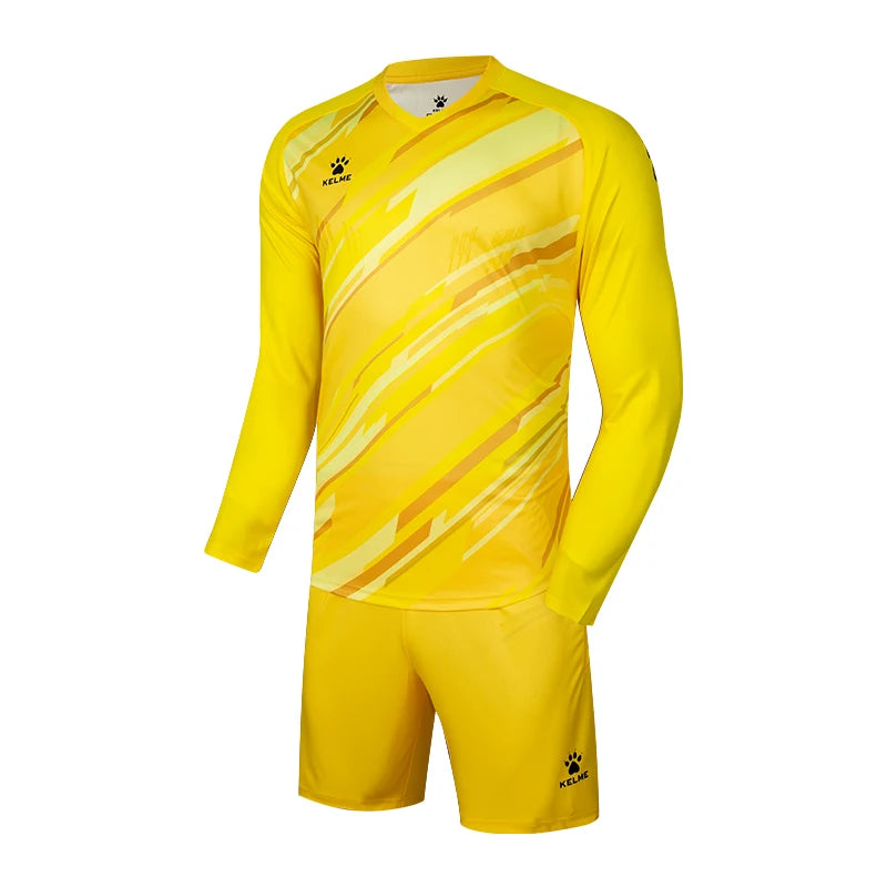 KELME Men Football Jerseys Goalkeeper Jersey Kid Long Sleeve Football Uniform Soccer Shorts Traning Sponge Protector 3801286