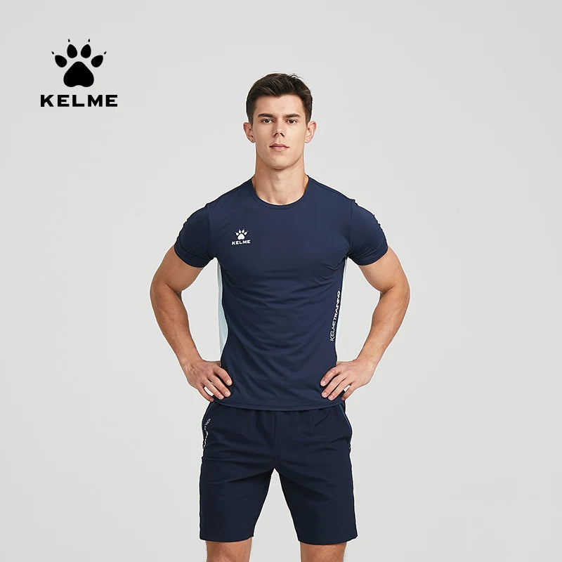 KELME Men's T-shirt Running Sports Shirt Short Sleeve Trainning Exercise Gym Quick Dry Sportswear Breathable T-Shirt 8151TX1003