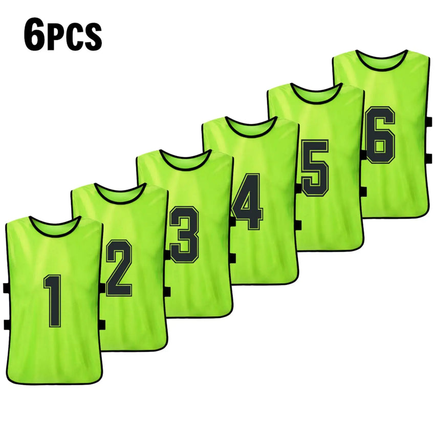 6/12 PCS Adults Soccer Pinnies Quick Drying Football Team Jerseys Sports Soccer Team Training Numbered Bibs Practice Sports Vest