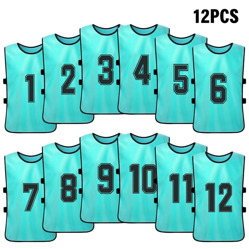 6/12 PCS Adults Soccer Pinnies Quick Drying Football Team Jerseys Sports Soccer Team Training Numbered Bibs Practice Sports Vest