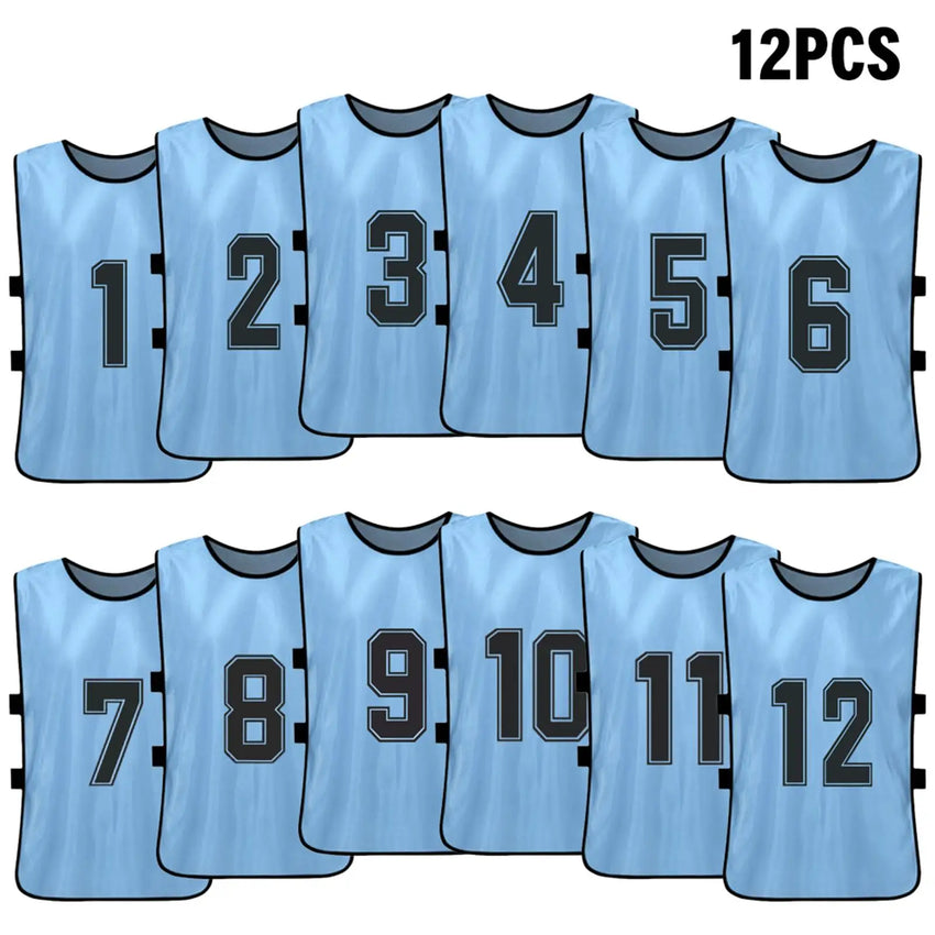 6/12 PCS Adults Soccer Pinnies Quick Drying Football Team Jerseys Sports Soccer Team Training Numbered Bibs Practice Sports Vest