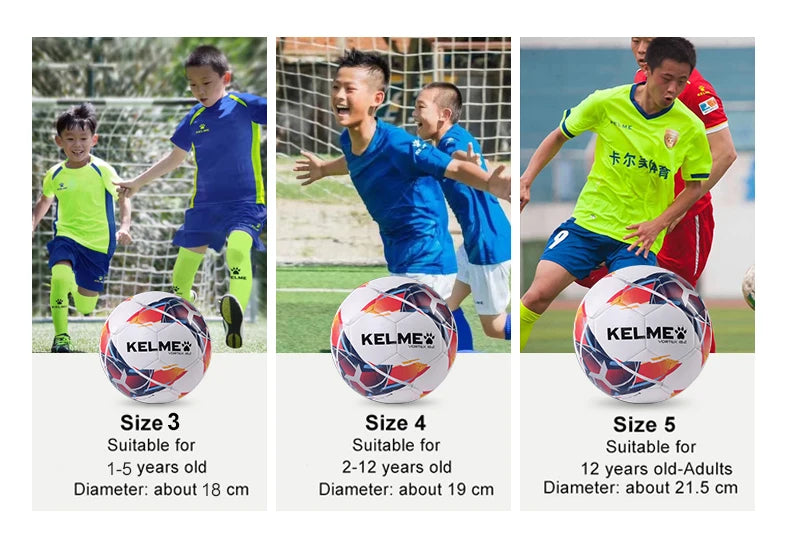 KELME Pro Soccer Training & Game Ball (Size 3/4/5) TPU Genuine Leather