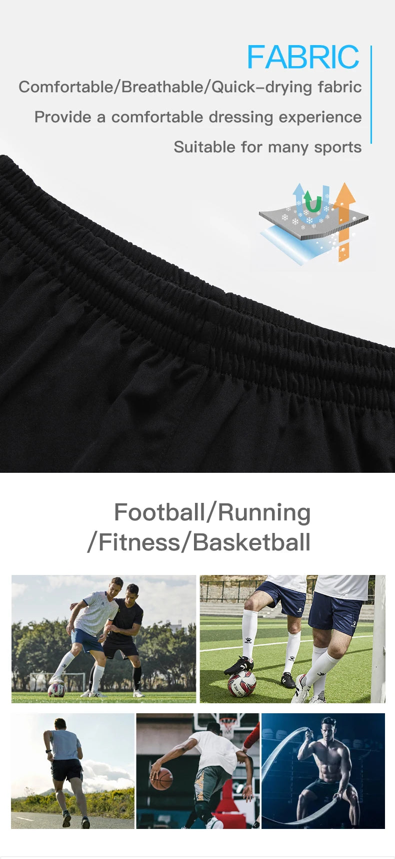 KELME Men's Soccer Shorts Men Summer Elastic  Running Football Quick Dry Breathale Light Sportswear Sports Shorts Male K15Z434-1