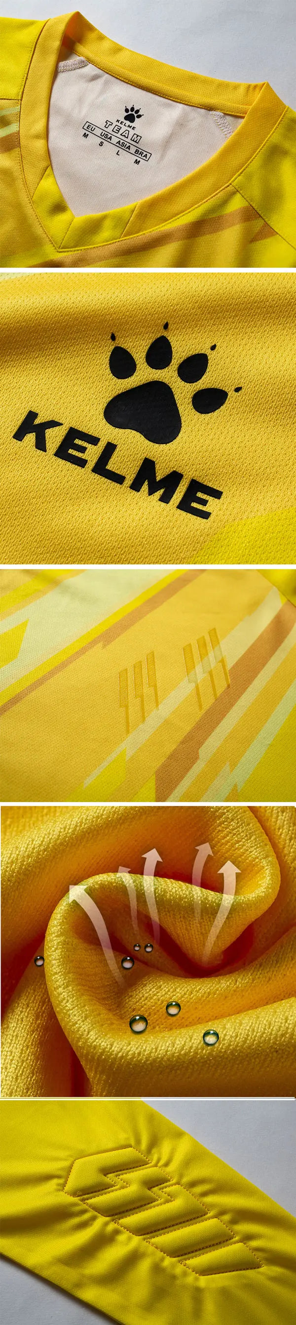 KELME Men Football Jerseys Goalkeeper Jersey Kid Long Sleeve Football Uniform Soccer Shorts Traning Sponge Protector 3801286
