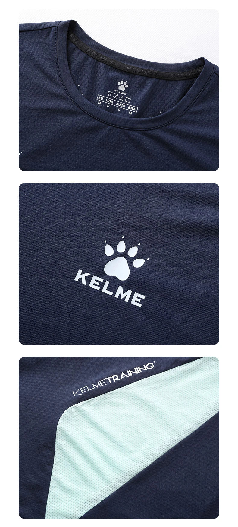KELME Men's T-shirt Running Sports Shirt Short Sleeve Trainning Exercise Gym Quick Dry Sportswear Breathable T-Shirt 8151TX1003