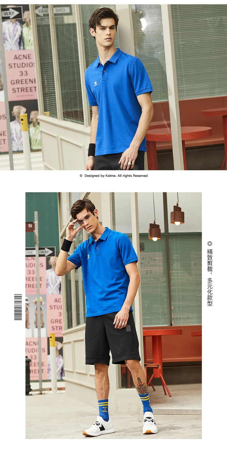 KELME Men's Training Polo T-Shirt  Summer Running  Shirts Casual Short Sleeve Tops High Quantity Polo For Men 3891064