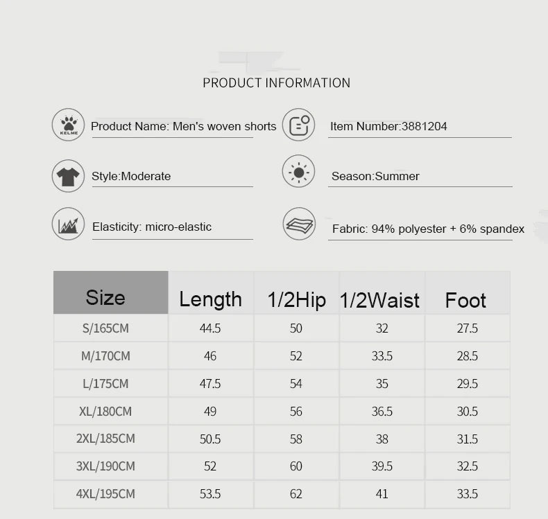 KELME Men's Sport Shorts Men Summer Running Sportswear Quick Dry Breathable Training Shorts Male 3881204