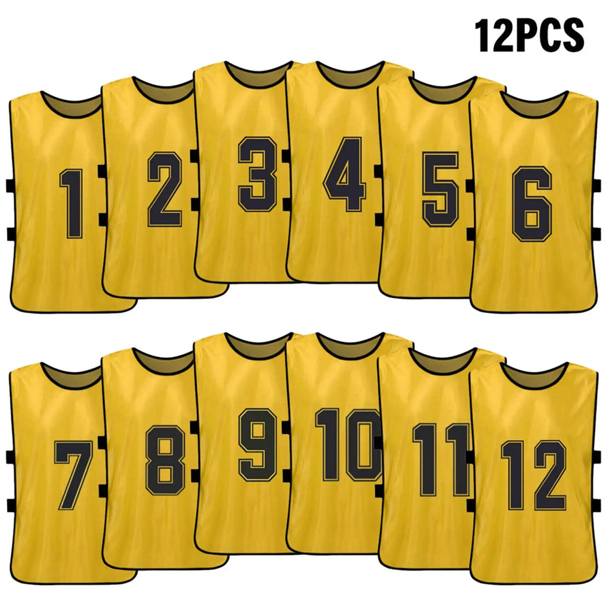 6/12 PCS Adults Soccer Pinnies Quick Drying Football Team Jerseys Sports Soccer Team Training Numbered Bibs Practice Sports Vest