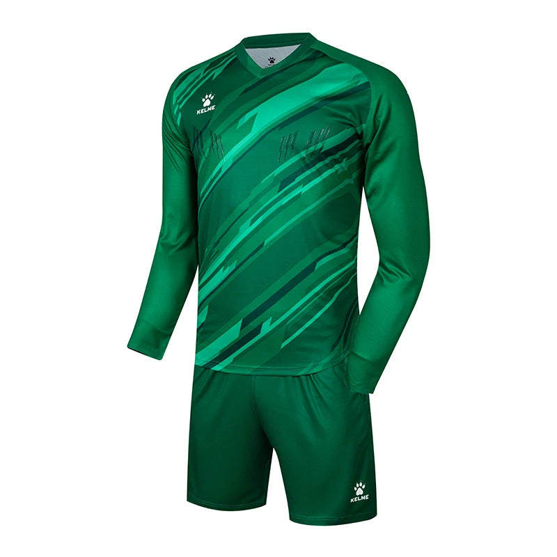 KELME Men Football Jerseys Goalkeeper Jersey Kid Long Sleeve Football Uniform Soccer Shorts Traning Sponge Protector 3801286