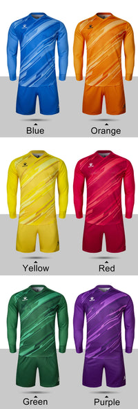 KELME Men Football Jerseys Goalkeeper Jersey Kid Long Sleeve Football Uniform Soccer Shorts Traning Sponge Protector 3801286