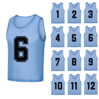 12 PCS Men's Football Pinnies Quick Drying Soccer Jerseys Youth with Numbers Basketball Team Practice Sports Training Vest