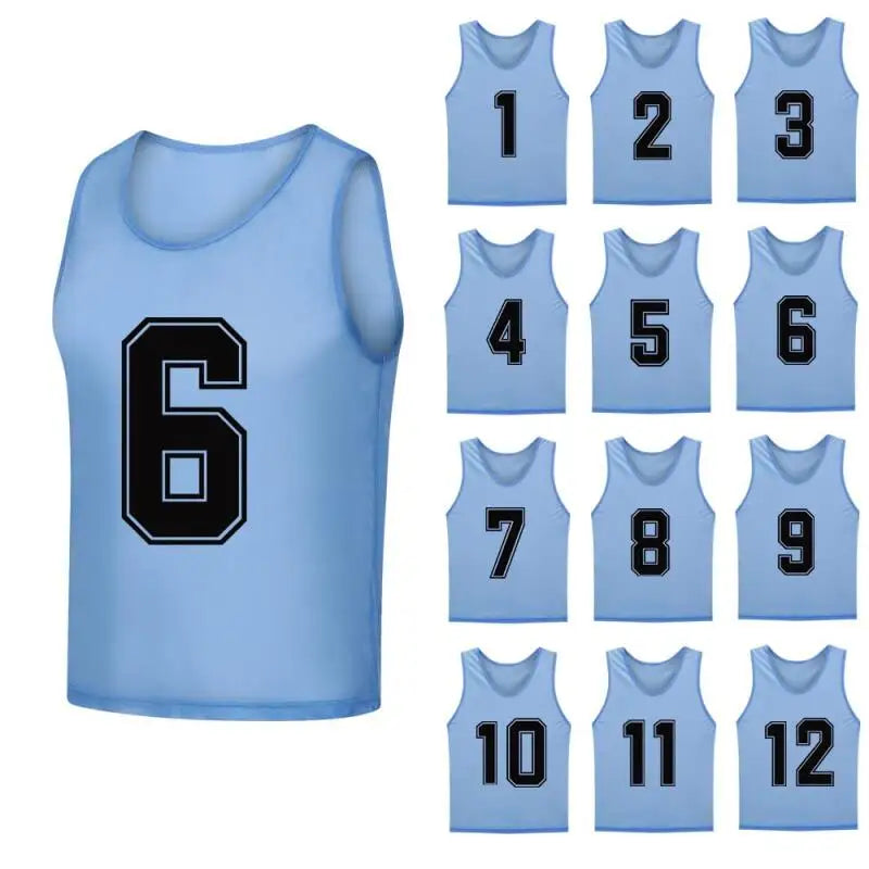 12 PCS Men's Football Pinnies Quick Drying Soccer Jerseys Youth with Numbers Basketball Team Practice Sports Training Vest