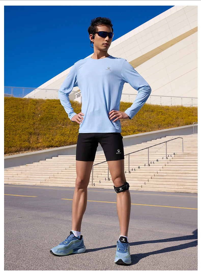 Kelme Men's Running Long Sleeved Outdoor Quick Drying T-shirt Autumn Running Suit Marathon Breathable Sports Top
