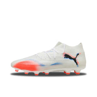 Puma Future 8 MG Unisex Low-Top Soccer Cleats – Premium Streetwear-Inspired,Versatile,Comfortable & Durable, White/Red 108590-01