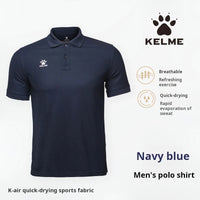 Kelme Polo Shirt Men Summer Quick Drying Short Sleeve T-shirt Club Training Football Uniforms Custom Culture Shirt