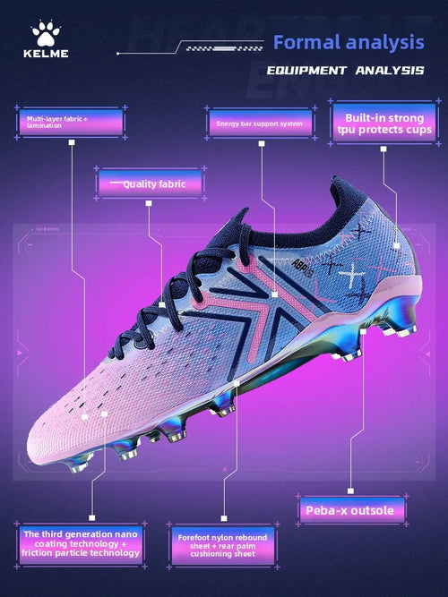 KELME FG Professional Soccer Shoes with Long Nails Natural Grass Professional Match Football Boots Indoor Anti Slip Soccer shoes