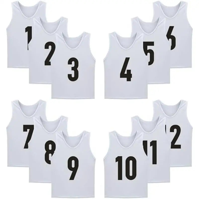 12 PCS Men's Football Pinnies Quick Drying Soccer Jerseys Youth with Numbers Basketball Team Practice Sports Training Vest