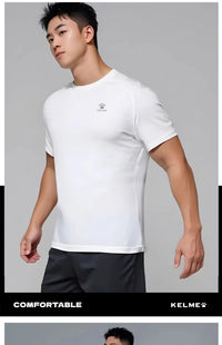 Kelme Men's Sports T-shirt Ice Silk Football Quick-drying Short-sleeved Fitness Outdoor Running Training Breathable Top