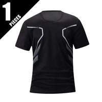 1/3 Piece Men's Four Season Printed Short Sleeved Sports Fitness Quick Drying Comfortable Plus Size Youth Casual Basic Top