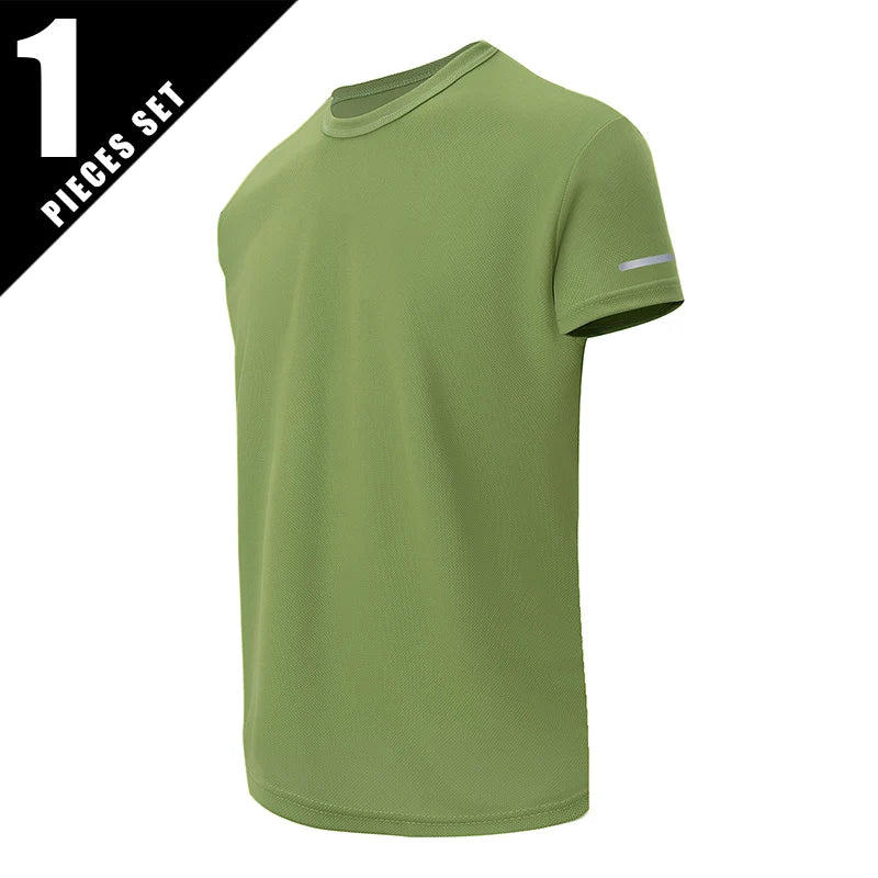1/3 Piece Men's Four Season Printed Short Sleeved Sports Fitness Quick Drying Comfortable Plus Size Youth Casual Basic Top