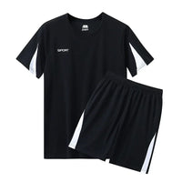 Men Running 2024 Summer Latest Sportswear Polyester Printed T-shirt + Shorts Quick Dry Sport Suit 2-piece Outfits Jogger Set
