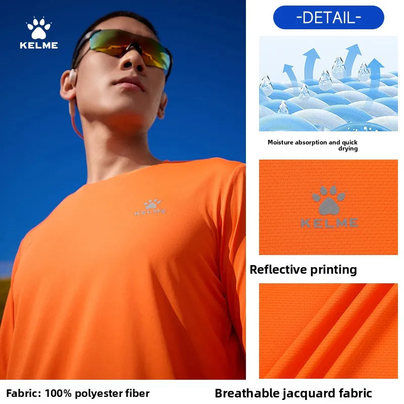 Kelme Men's Running Long Sleeved Outdoor Quick Drying T-shirt Autumn Running Suit Marathon Breathable Sports Top