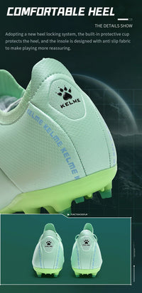KELME Football Shoes Men's Calfskin MG Adult Competition Short Nail Artificial Grass Professional Training Soccer Shoes