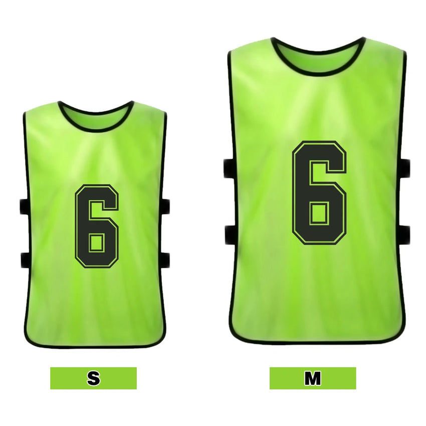 12PCS Adults Youth Soccer Pinnies 2 Colors Quick Drying Football Team Jerseys Sports Scrimmage Soccer Team Training Number Vest