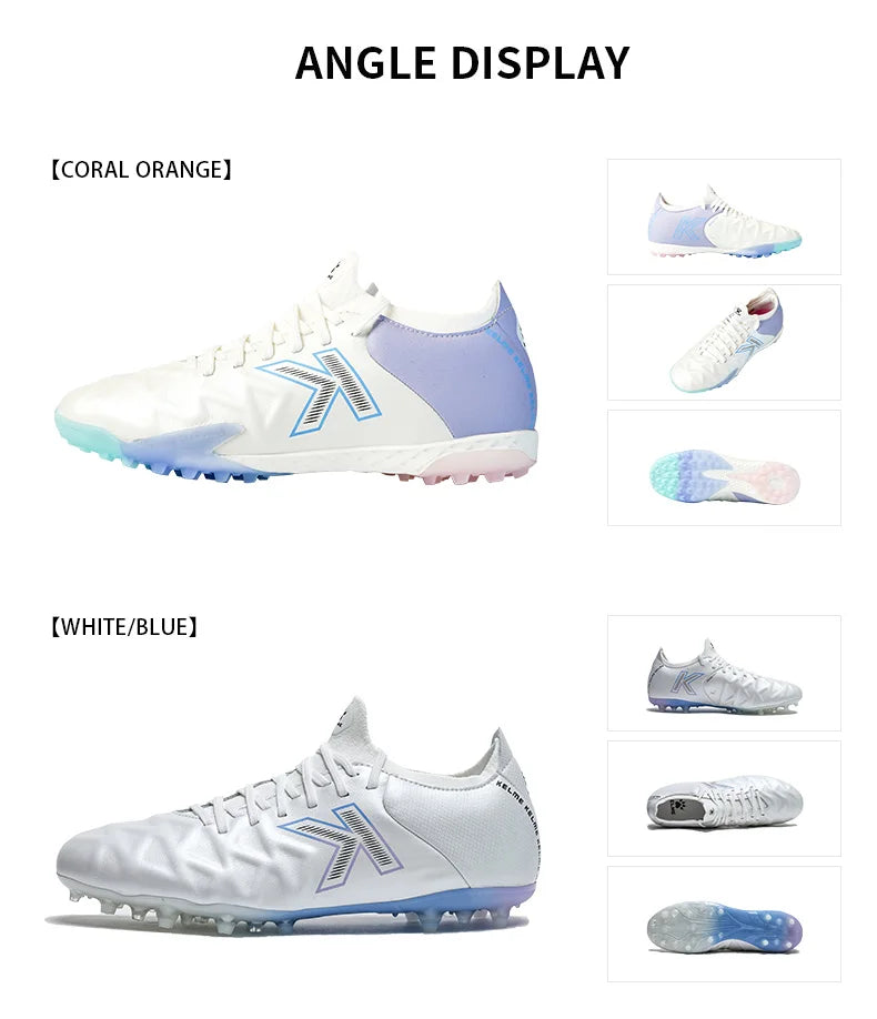 KELME Football Shoes Men's Calfskin MG Adult Competition Short Nail Artificial Grass Professional Training Soccer Shoes