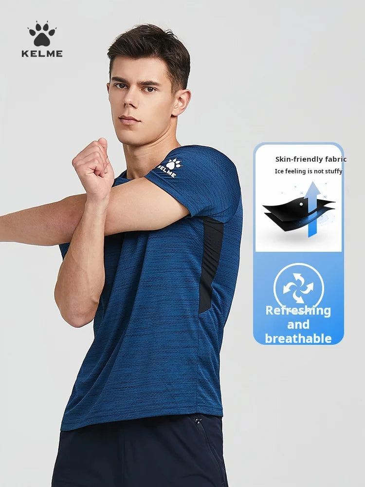 Kelme Running T-shirt For Men's Summer Quick Drying Fitness Breathable Short Sleeve Thin Football Training Sports Top
