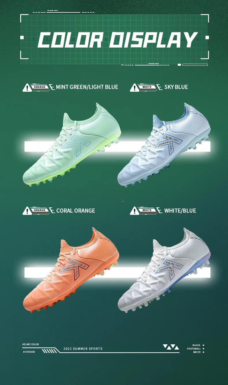 KELME Football Shoes Men's Calfskin MG Adult Competition Short Nail Artificial Grass Professional Training Soccer Shoes