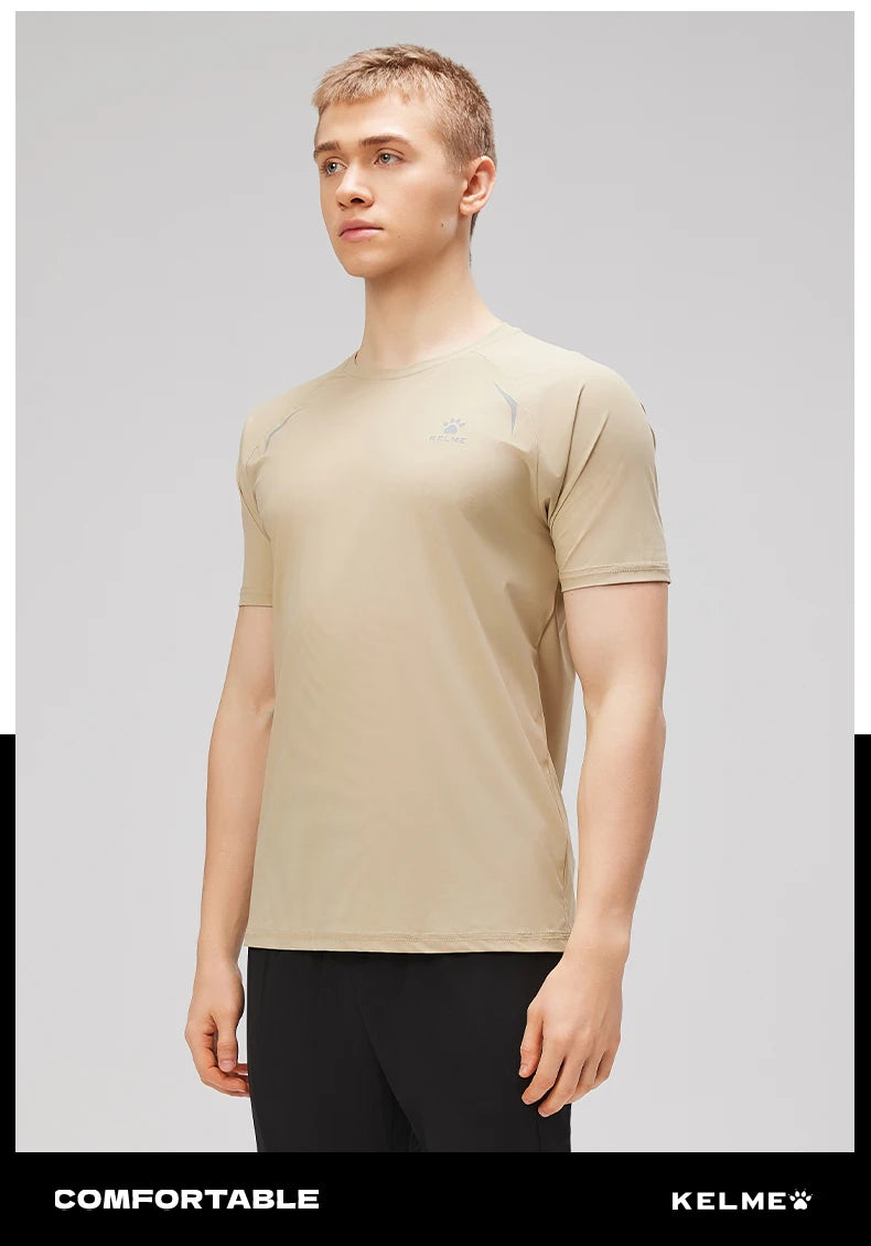 Kelme Men's Sports Tops Quick-drying Fitness Clothes Outdoor Running Breathable Short-sleeved Basketball T-shirt