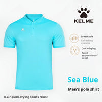 Kelme Polo Shirt Men Summer Quick Drying Short Sleeve T-shirt Club Training Football Uniforms Custom Culture Shirt