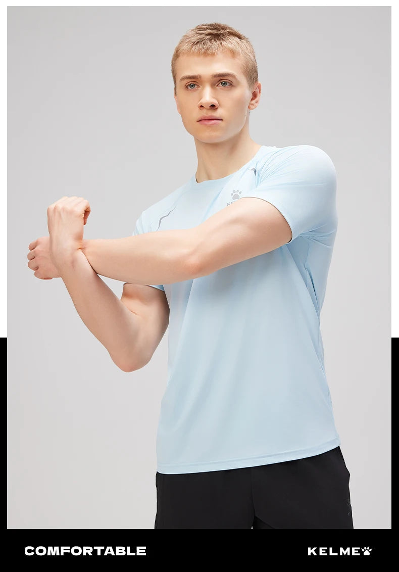 Kelme Men's Sports Tops Quick-drying Fitness Clothes Outdoor Running Breathable Short-sleeved Basketball T-shirt
