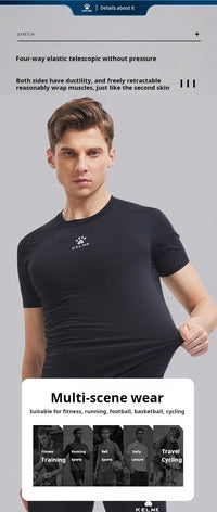 Kelme Sports T-shirt Men's Summer Short Sleeved Quick Drying Breathable Running Football Elastic Tight Fitness Suit