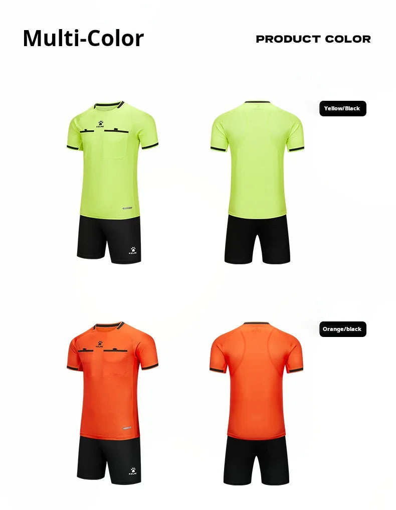 Kelme Football Referee Suit New Breathable Short-sleeved Personalized Custom Referee Jersey Outdoor Sports Suit