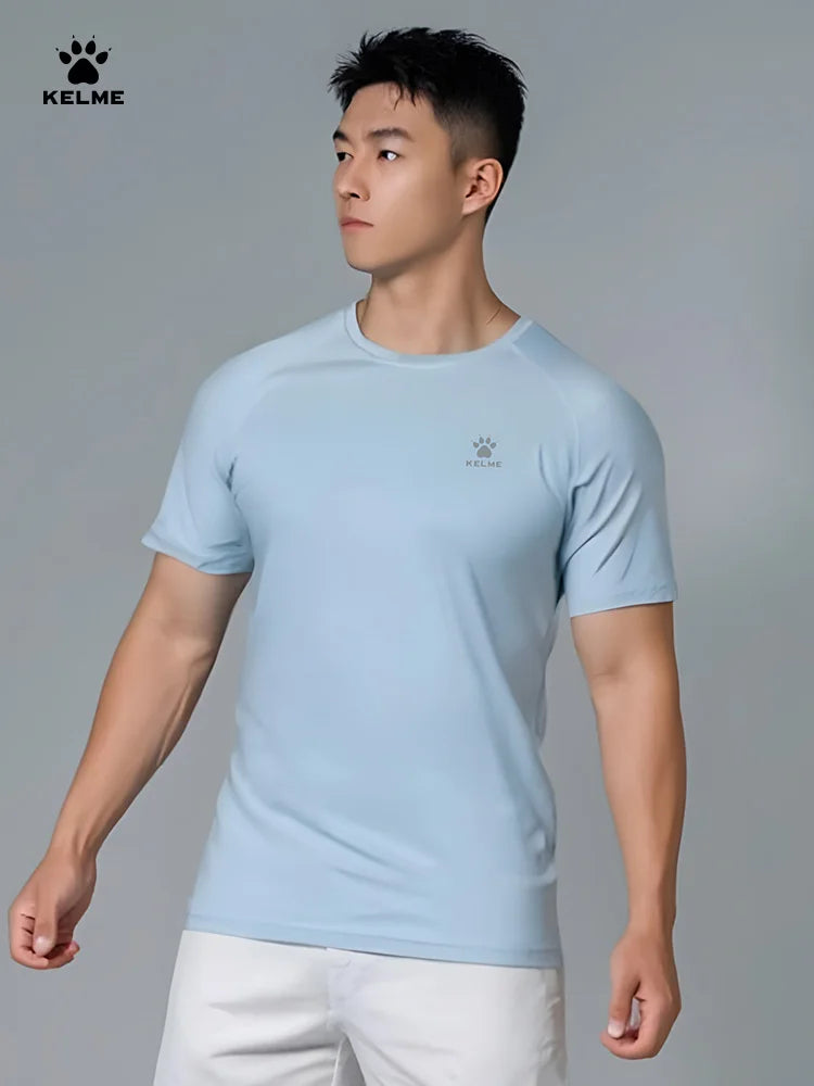 Kelme Men's Sports T-shirt Ice Silk Football Quick-drying Short-sleeved Fitness Outdoor Running Training Breathable Top