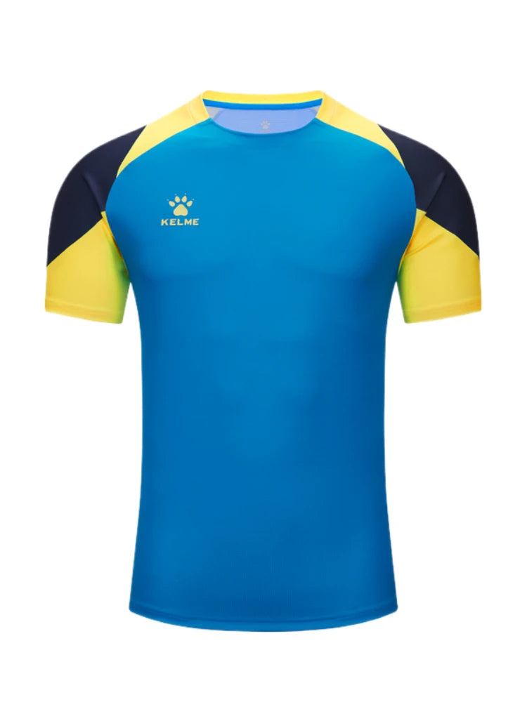 Kelme Men's Soccer Short Sleeve Gym Running Moisture Wicking Round Neck T-shirt Training Exercise Gym Sport Shirt Tops