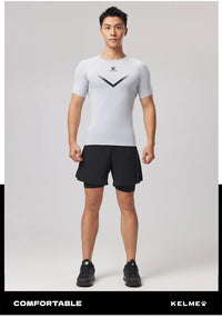 KELME Mens Running Shirts Workout Tops Men Sport Fitness Shirts Gym Tops Men Crew Neck Breathable T-Shirt