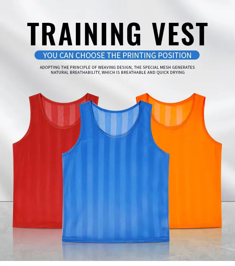6/12PCS Soccer Training Vest Breathable Striped Mesh Football Bibs Custom Team Sport Jersey for Kids Adults Competition Practice
