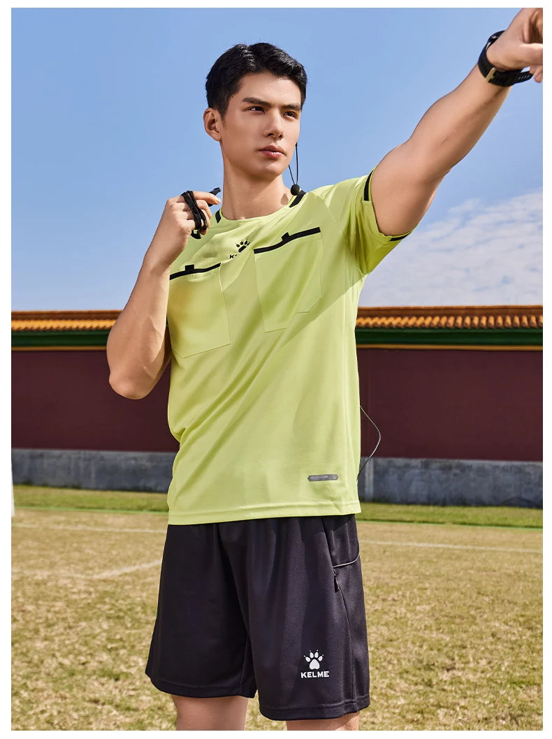 Kelme Football Referee Suit New Breathable Short-sleeved Personalized Custom Referee Jersey Outdoor Sports Suit