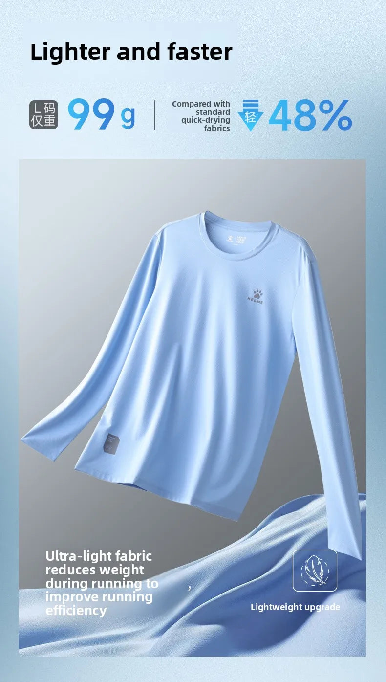 Kelme Men's Running Long Sleeved Outdoor Quick Drying T-shirt Autumn Running Suit Marathon Breathable Sports Top