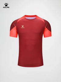 Kelme Men's Soccer Short Sleeve Gym Running Moisture Wicking Round Neck T-shirt Training Exercise Gym Sport Shirt Tops