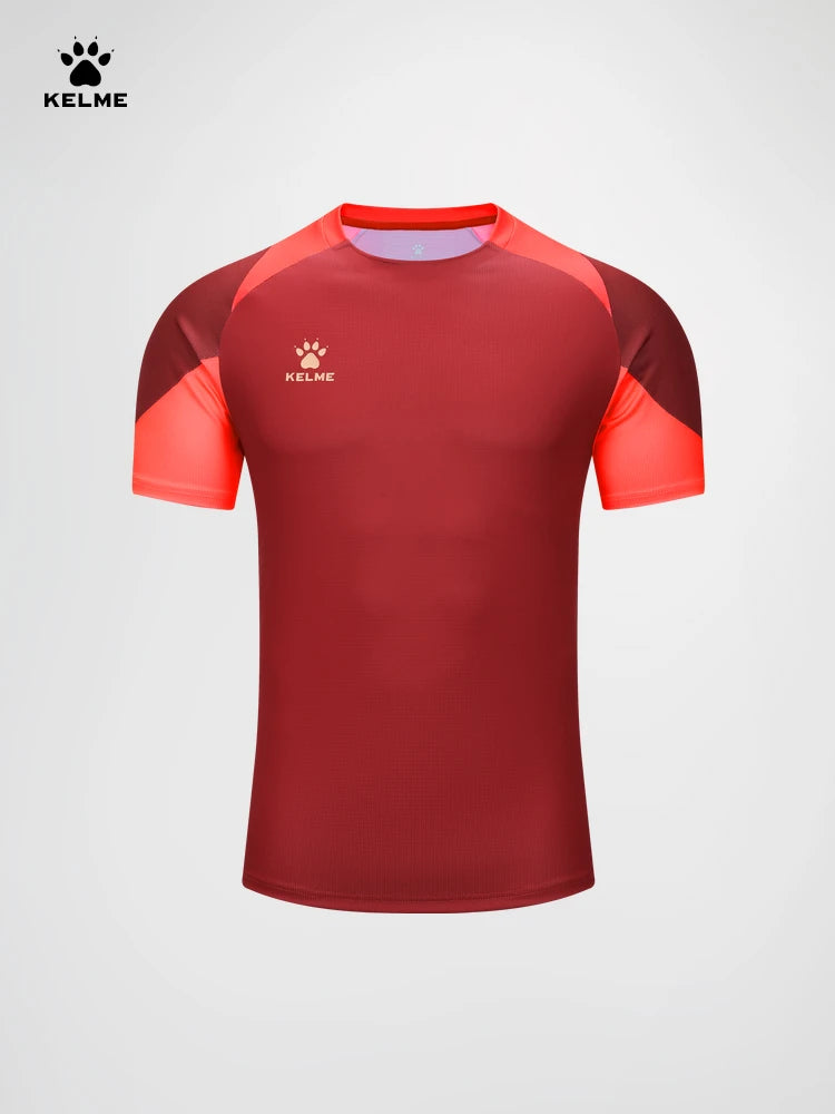 Kelme Men's Soccer Short Sleeve Gym Running Moisture Wicking Round Neck T-shirt Training Exercise Gym Sport Shirt Tops