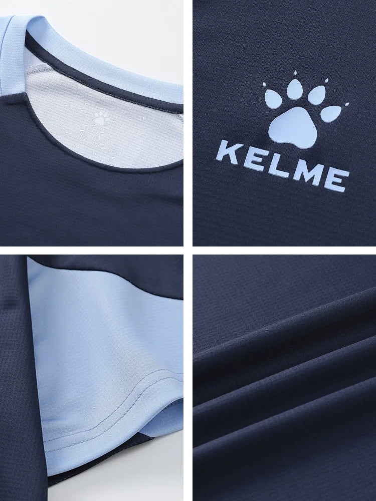 Kelme Men's Soccer Short Sleeve Gym Running Moisture Wicking Round Neck T-shirt Training Exercise Gym Sport Shirt Tops