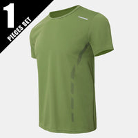 1/3 Piece Men's Four Season Printed Short Sleeved Sports Fitness Quick Drying Comfortable Plus Size Youth Casual Basic Top