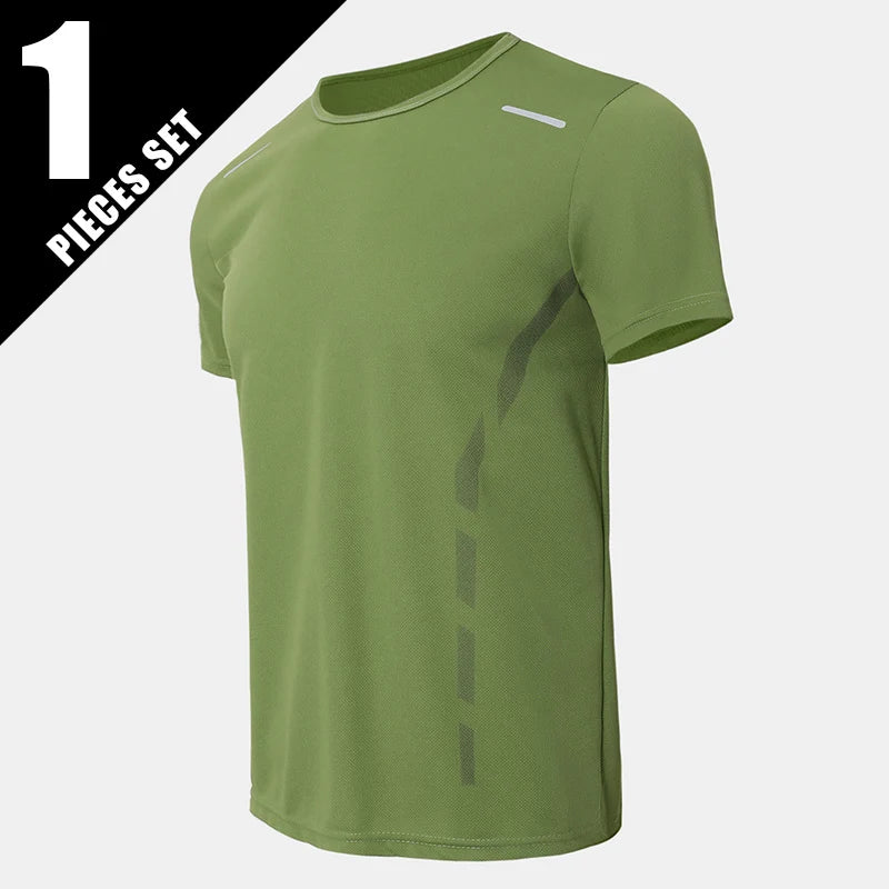 1/3 Piece Men's Four Season Printed Short Sleeved Sports Fitness Quick Drying Comfortable Plus Size Youth Casual Basic Top