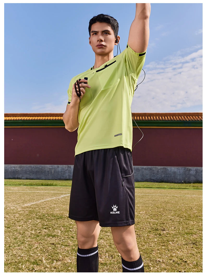 Kelme Football Referee Suit New Breathable Short-sleeved Personalized Custom Referee Jersey Outdoor Sports Suit