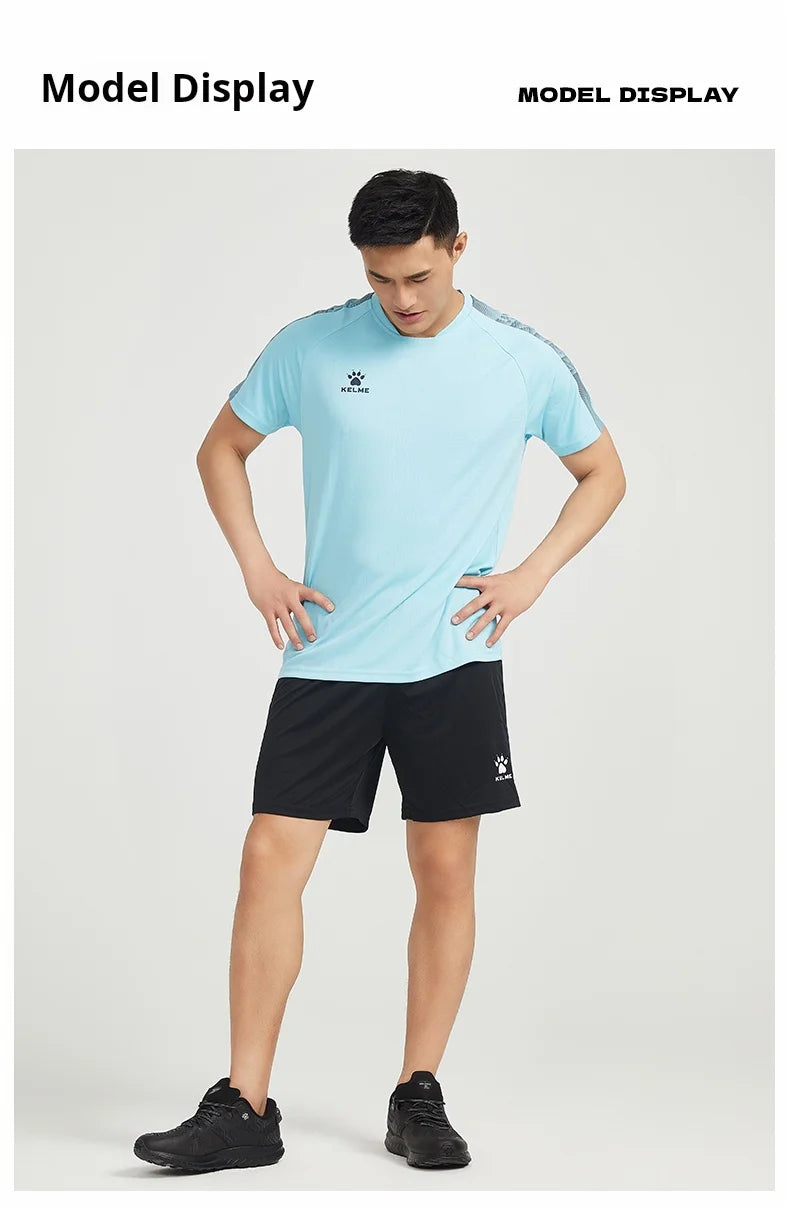 Kelme Sports T-shirt Men's Football Training Suit Short Sleeved Casual Outdoor Running Fitness Breathable Top Summer
